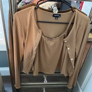 Brown originality sweater and tank combo